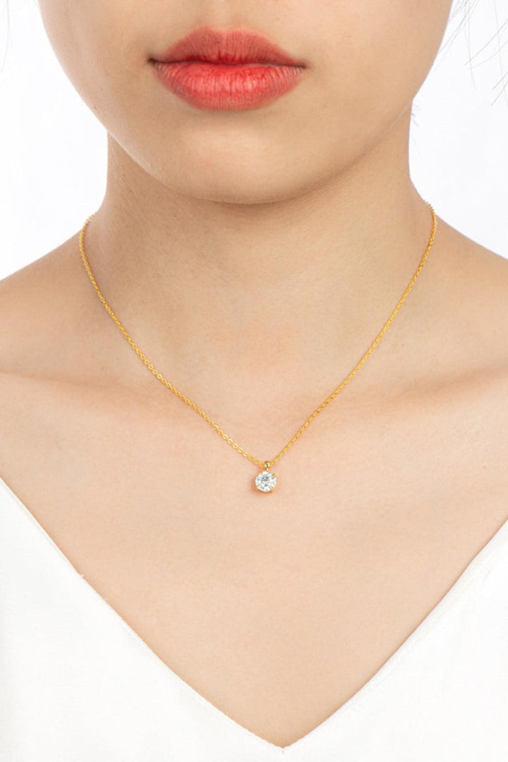 925 Sterling Silver 1 Carat Moissanite Chain-Link Necklace - Trendha