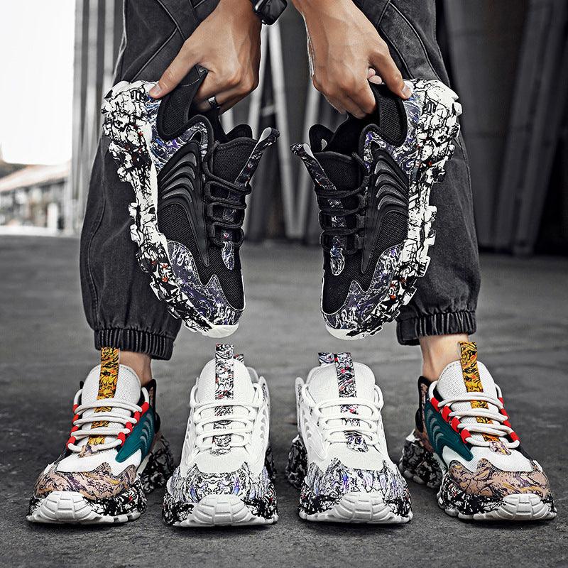 Low-cut Graffiti Net Shoes, Mesh Sports Daddy Shoes - Trendha