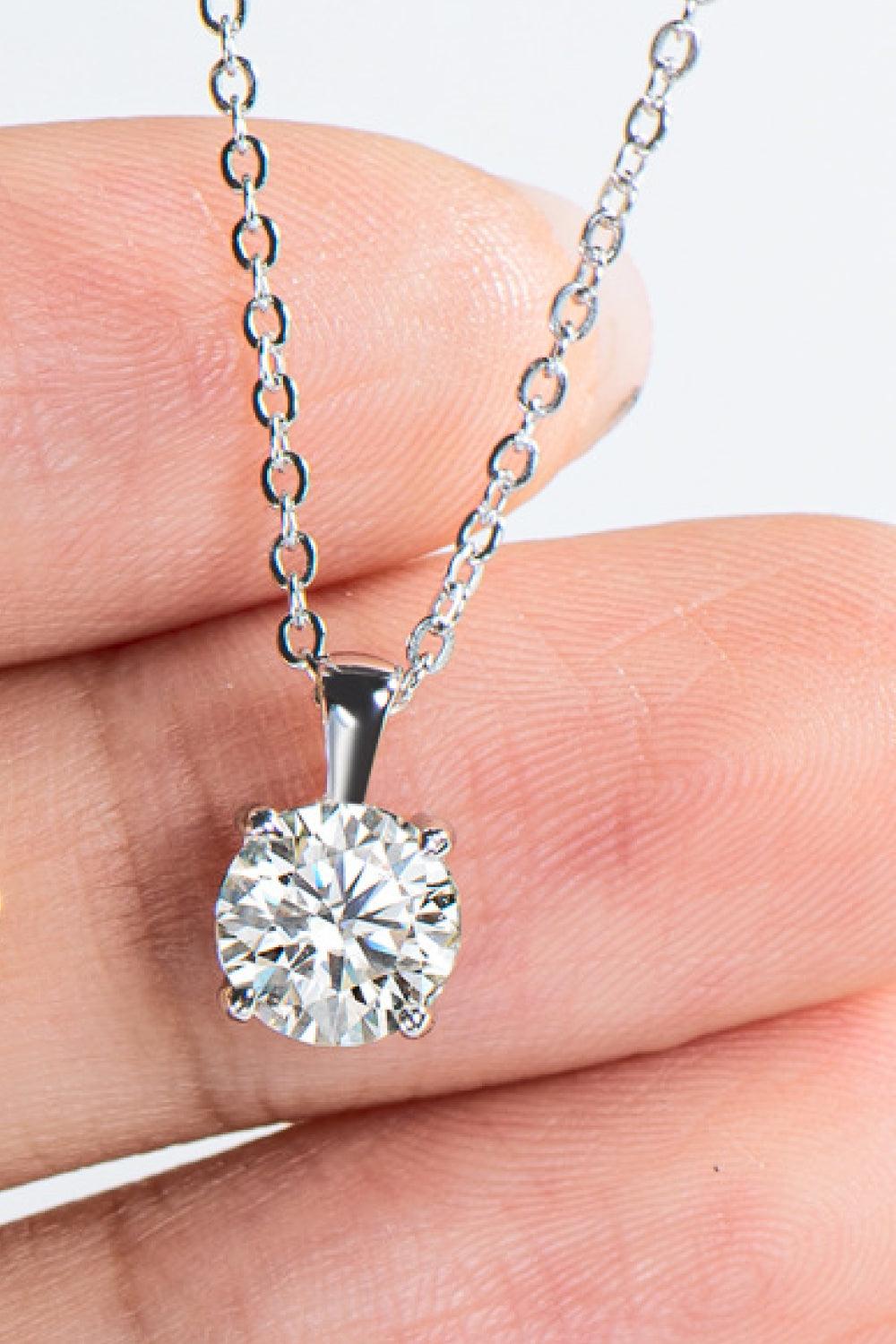 925 Sterling Silver 1 Carat Moissanite Chain-Link Necklace - Trendha