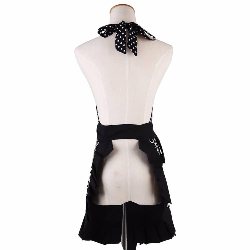 Black Patterned Cotton Apron for Women - Trendha