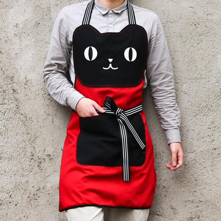 Cartoon Cat Style Barista Overall - Trendha