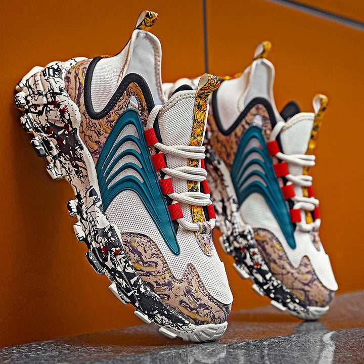 Low-cut Graffiti Net Shoes, Mesh Sports Daddy Shoes - Trendha