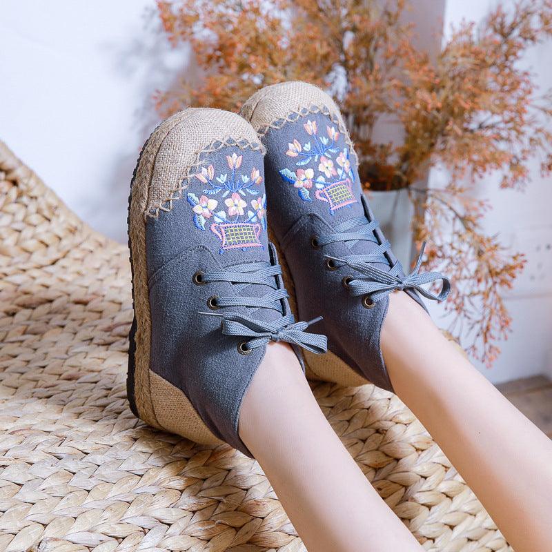 Women's Ethnic Style Embroidered Shoes Non-slip Flat Shoes - Trendha