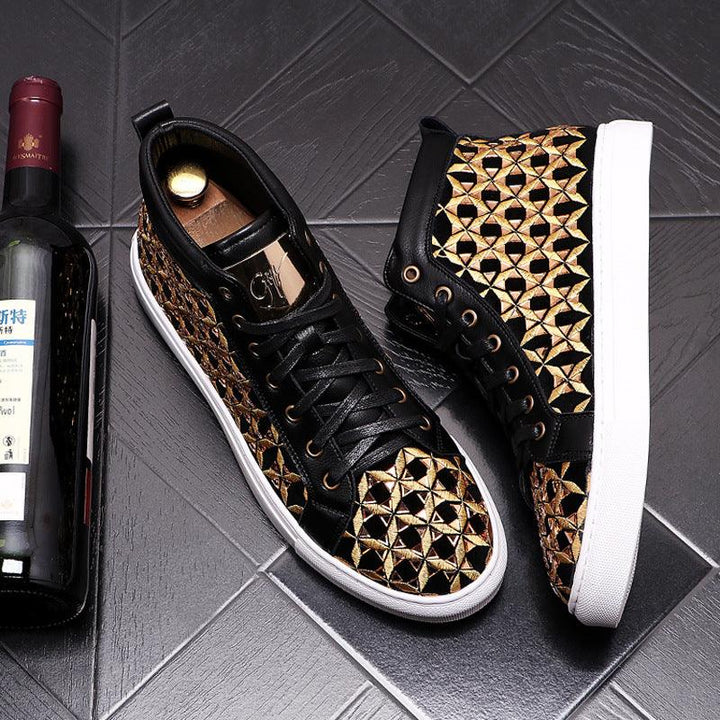 Men's Martin Boots Fashion Personality Embroidered High-top Sneakers - Trendha