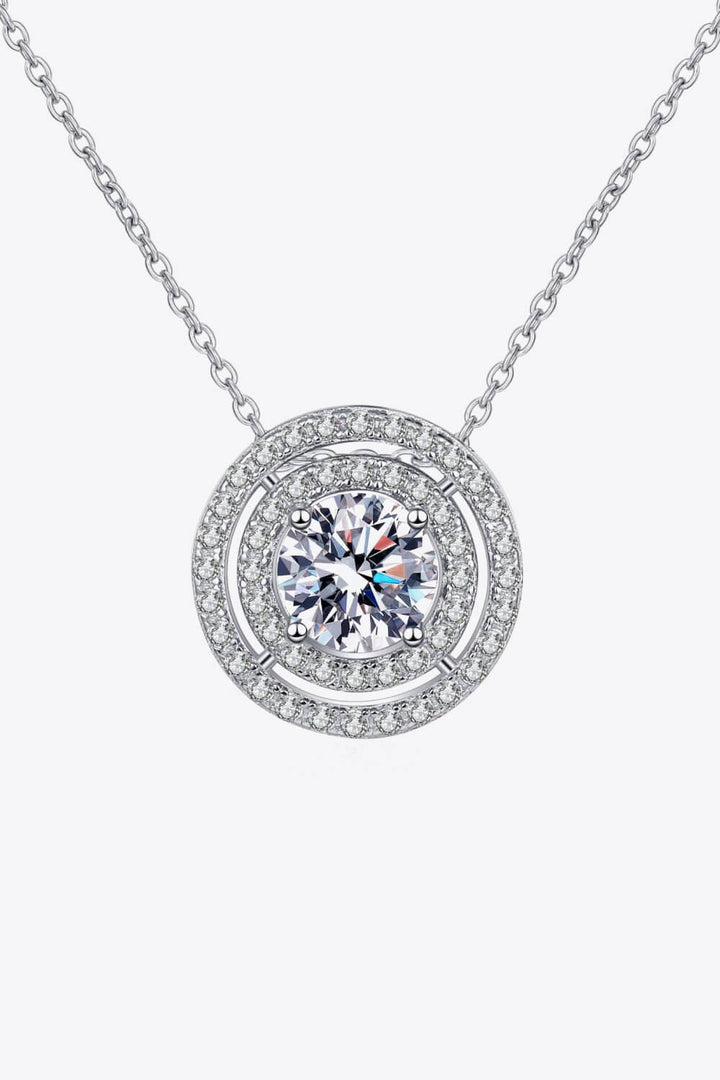 Moissanite Round Pendant Rhodium-Plated Necklace - Trendha