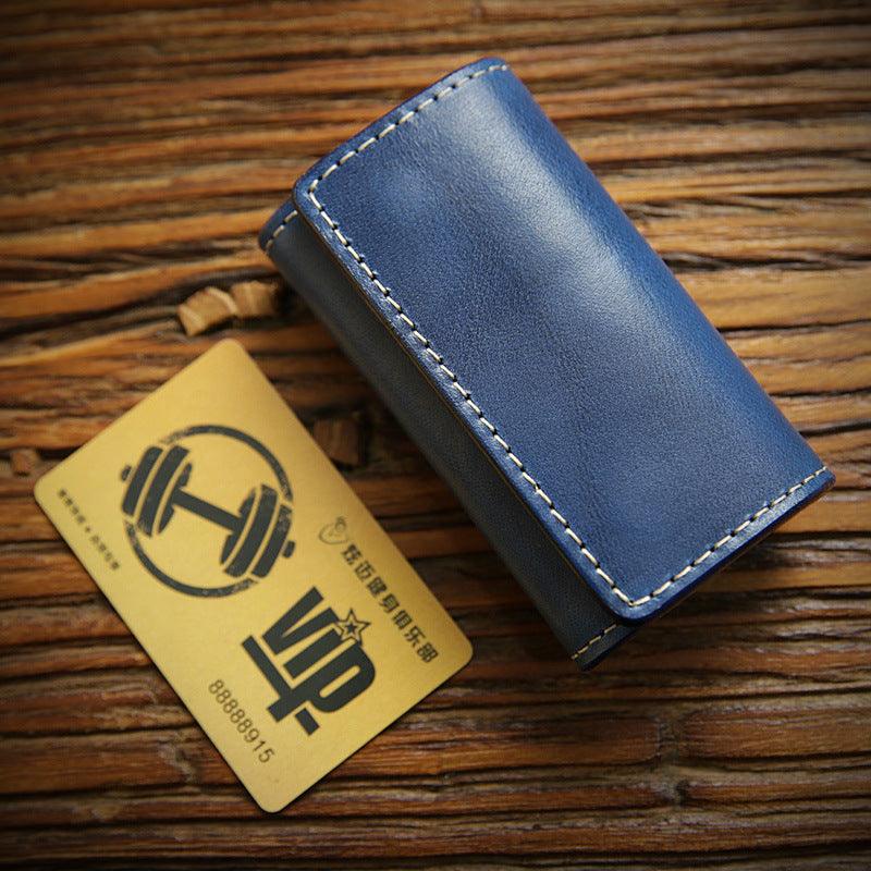 Vintage Handmade Key Chain Top Layer Leather Buckle Bag - Trendha