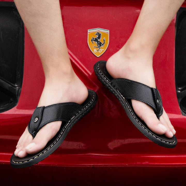 Men's Sandals Couple Leather Net Red Casual Slippers - Trendha