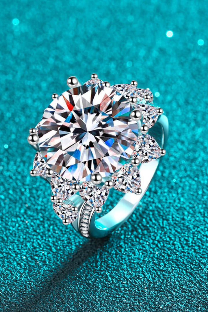10 Carat Moissanite Flower-Shaped Ring - Trendha