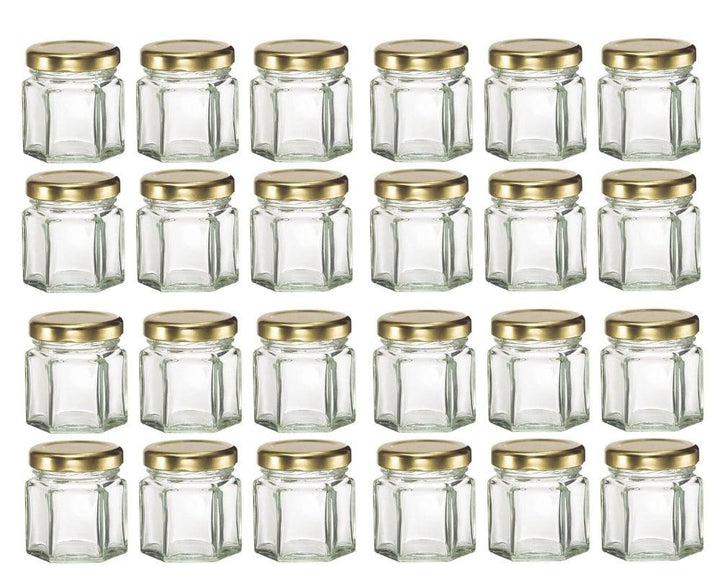 Hexagon Mini Glass Jar 24 pcs Set - Trendha