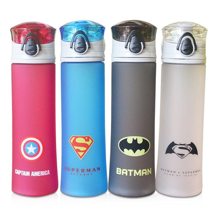 Portable Fitness Water Bottle with Superheroes Print - Trendha