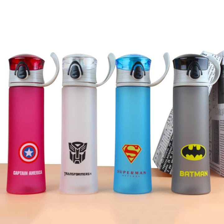 Portable Fitness Water Bottle with Superheroes Print - Trendha