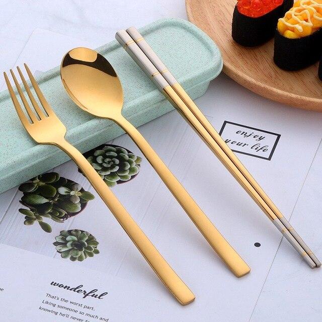 Portable Stainless Steel Chopsticks / Spoon / Fork Tableware Set with Box - Trendha