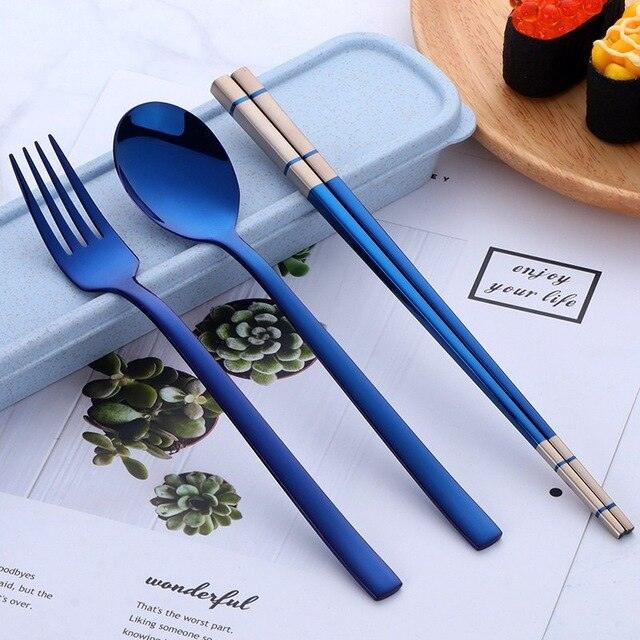 Portable Stainless Steel Chopsticks / Spoon / Fork Tableware Set with Box - Trendha