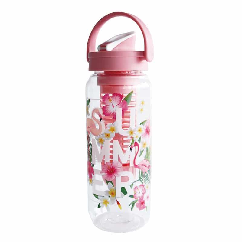 Tropical Patterned Water Bottle with Fruit Infuser - Trendha