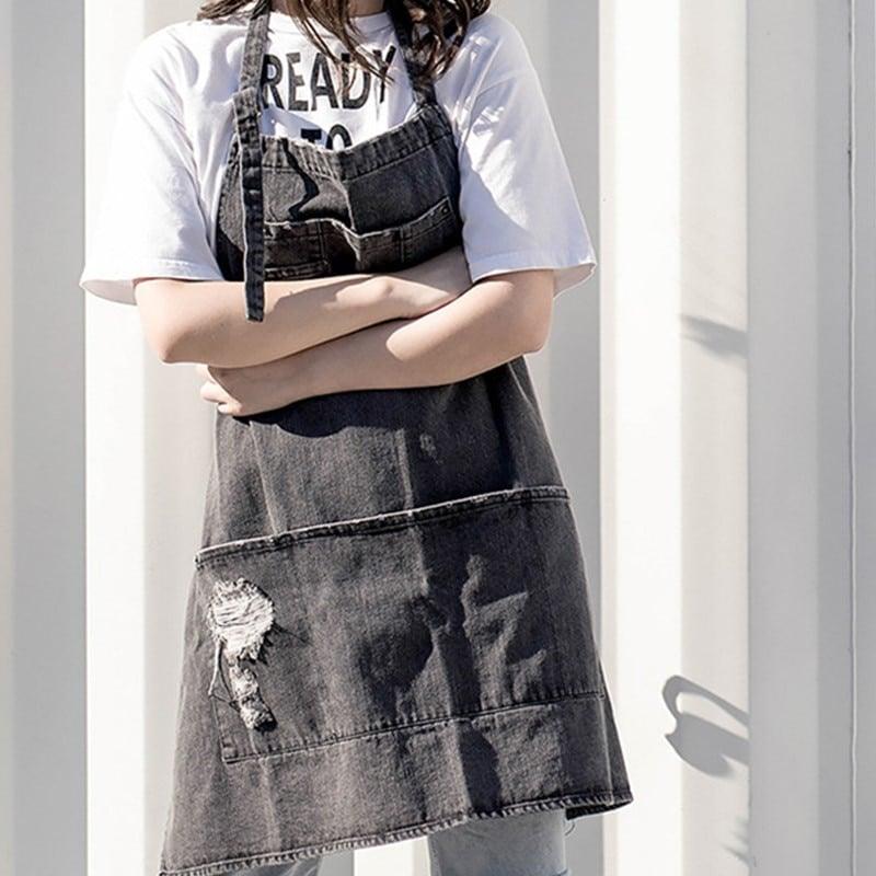 Women's Barista Denim Bib Apron - Trendha