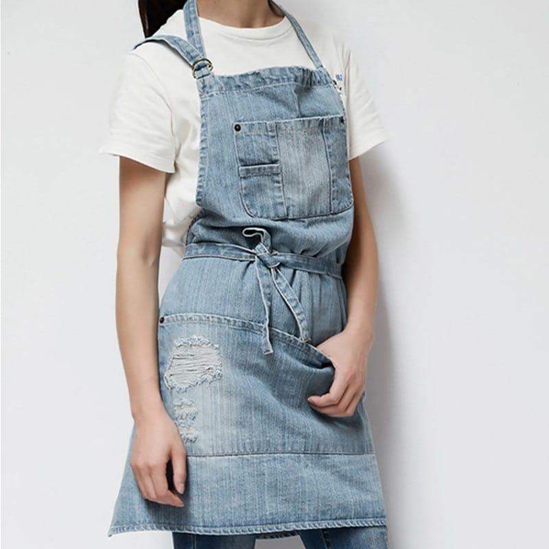 Women's Barista Denim Bib Apron - Trendha