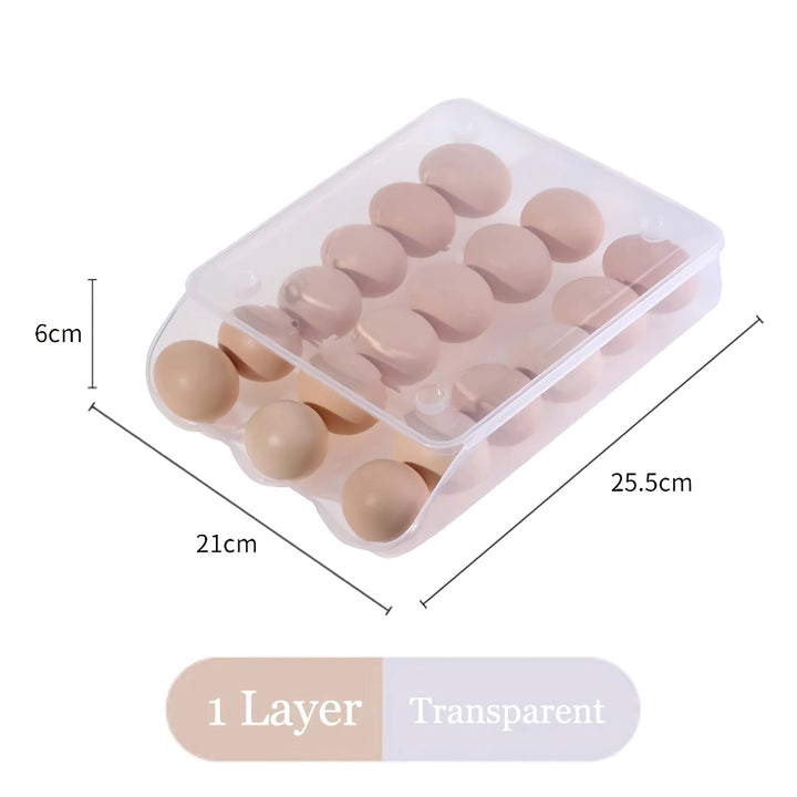 Stackable Self-Rolling Egg Storage Box - 1/2/3 Layer Organizer