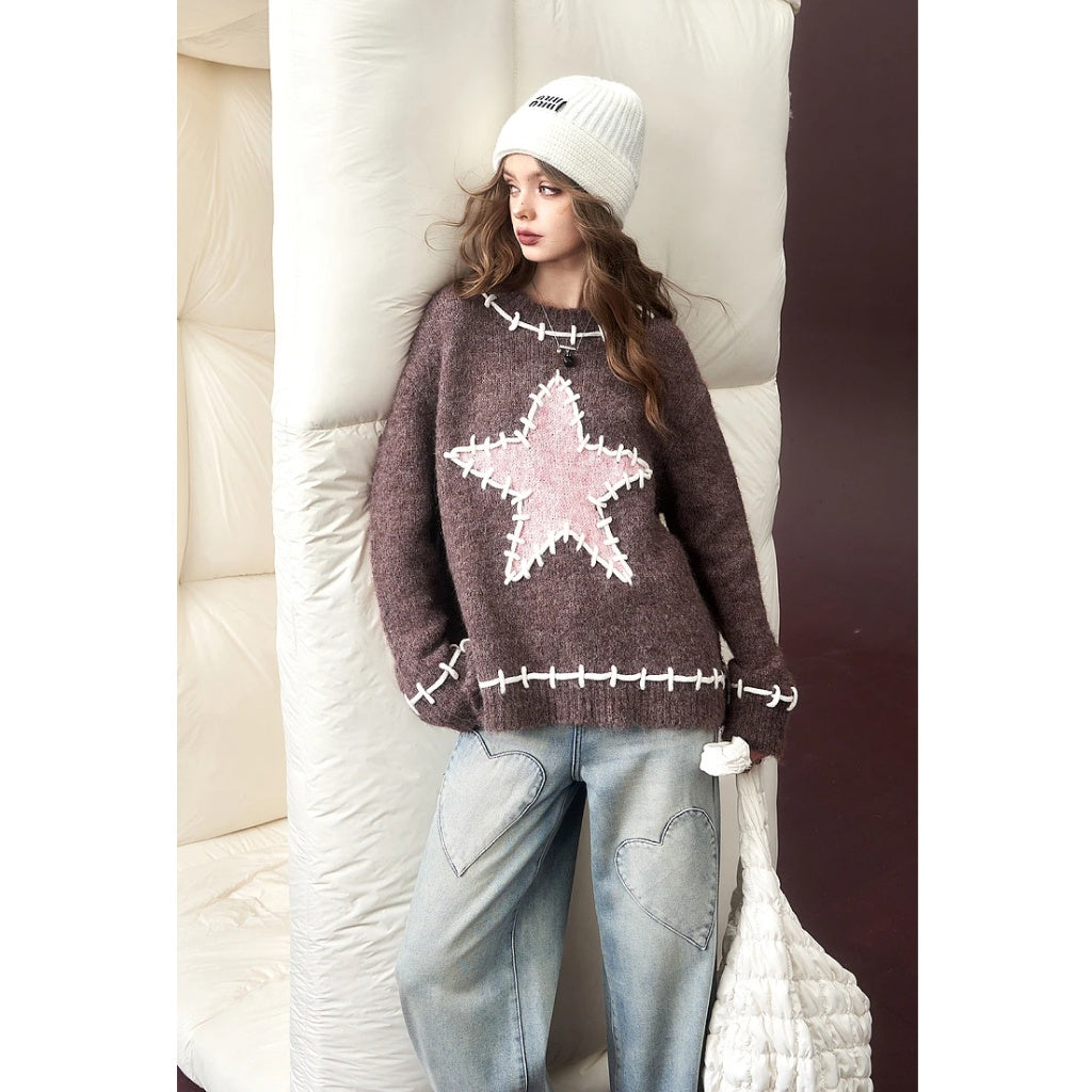 Kawaii Y2K Star Pullover Sweaters For Women