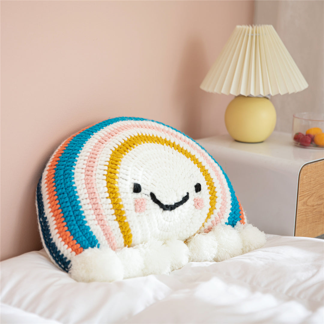 Cute Cartoon Rainbow Sunflower Cushion