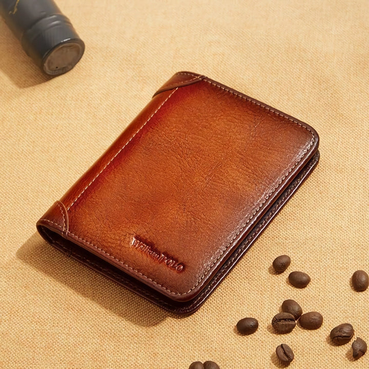 Luxury Genuine Leather Men's Wallet - High Quality Small Card Holder & Retro Pocket Purse