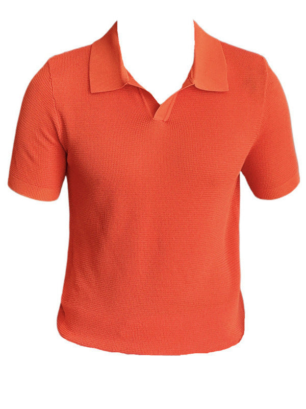 Men's Breathable Casual V-neck Lapel Polo Shirt