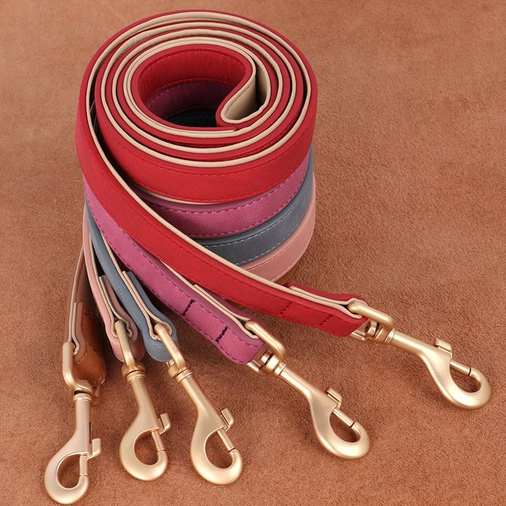 Soft Padded Leather Dog Leash - 120cm for Training and Walking