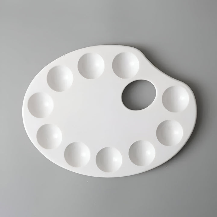 Fish-Shaped White Plastic Palette - 10 Grid Art Board