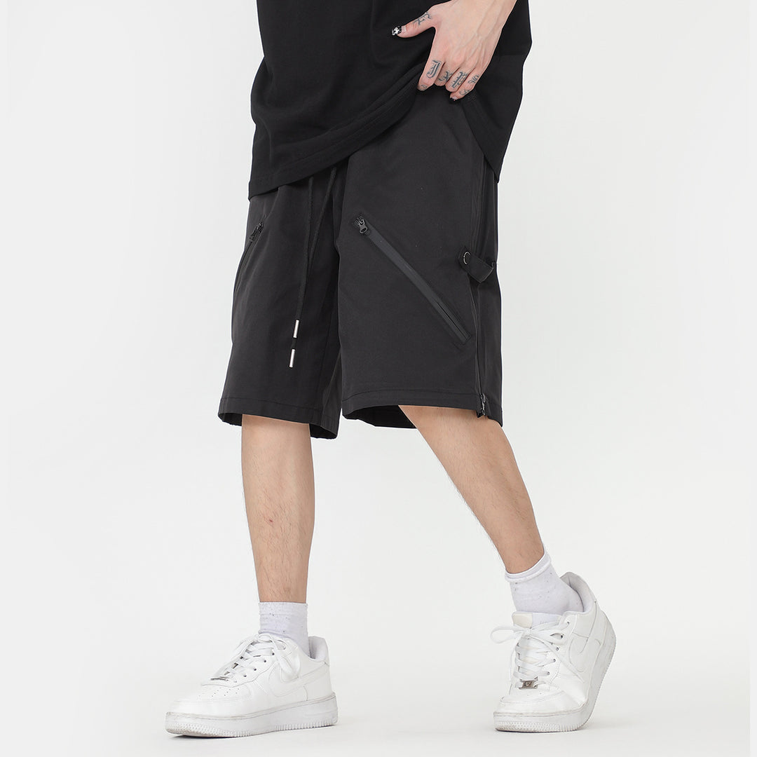 Summer Exercise Shorts Men's Cropped Pants Beveled Zipper Casual Shorts