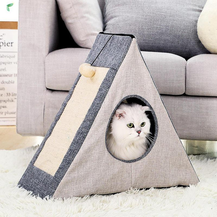 Cozy Cat House & Play Bed with Scratch Board