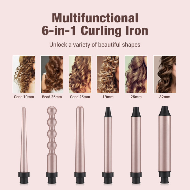 6-in-1 Fast Heating Hair Waver Iron with Automatic Temperature Control