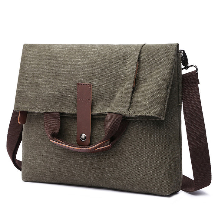 New Men's Casual Fashion Anti-theft Canvas Solid Color Single-shoulder Bag