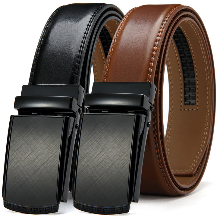 Double-sided Genuine Leather Alloy Grain Reverse Pull Simple Business Casual Pants Belt