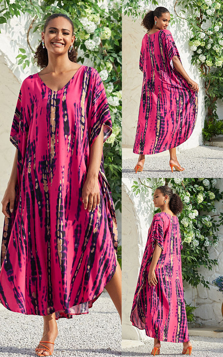 Rayon Tie-dyed Beach Long Dress Sun Protection Shirt