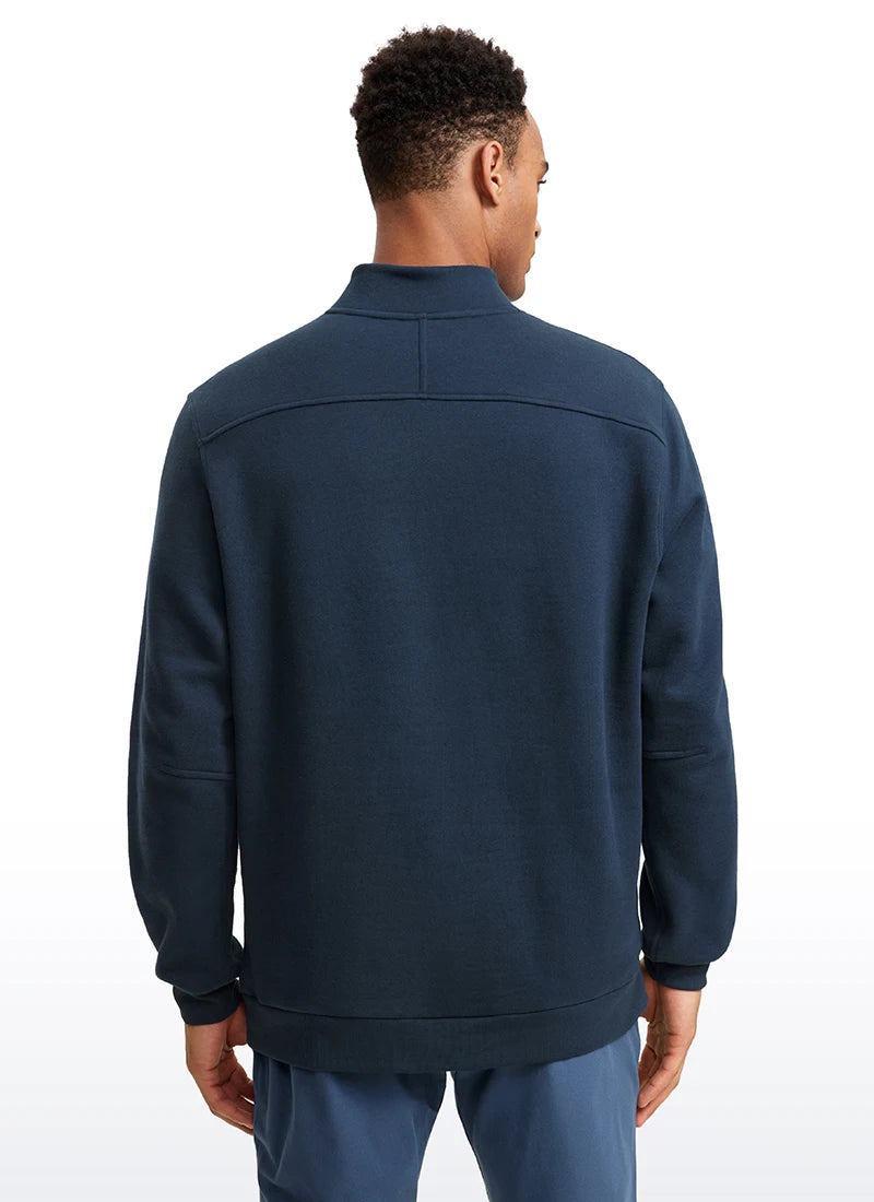 Men's Fleece-Lined Mock Neck Half Zip Sweatshirt