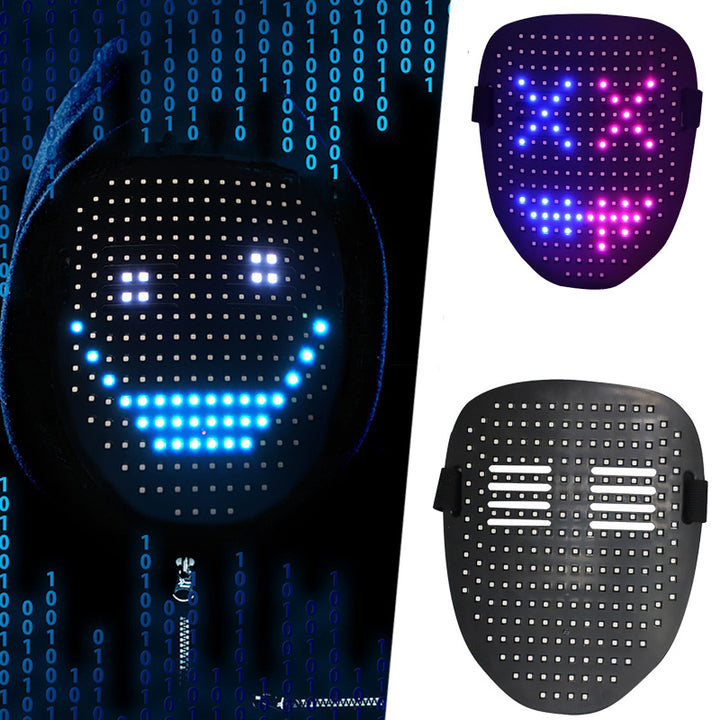 Led Mask Gesture Sensing With 50 Pattern Halloween Cosplay