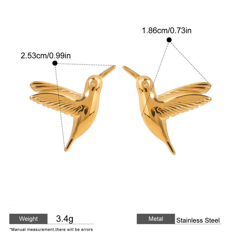 18K Gold Plated Stainless Steel Peace Dove Bird Tassel Earrings for Women