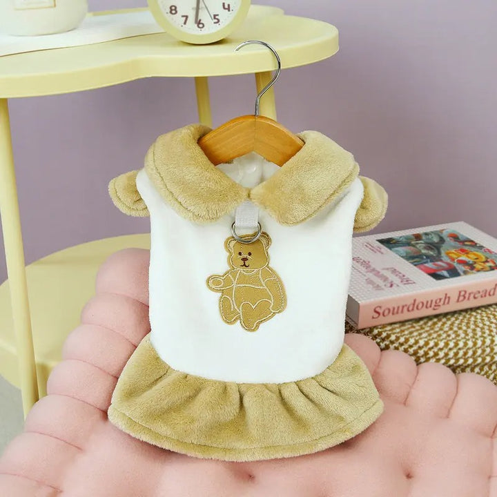 Plush Bear Collar Dress for Dogs and Cats