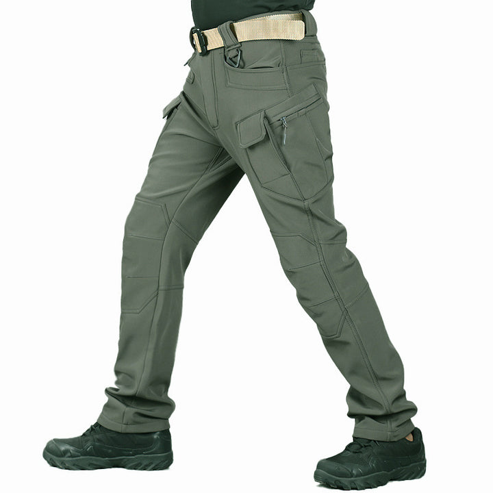 Outdoor Soft Shell Tactical Pants Men's Ski Multi-bag Fleece Wear-resistant