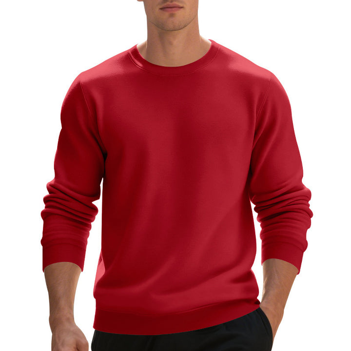 Fleece-lined Crew Neck Sweater Male Loose Casual Top