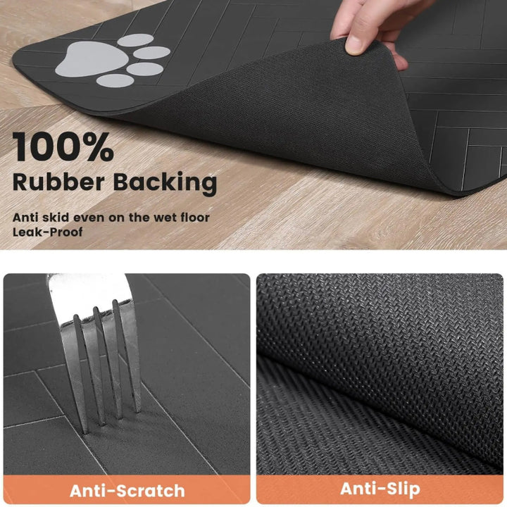 Absorbent Pet Feeding Mat with Waterproof Rubber Backing