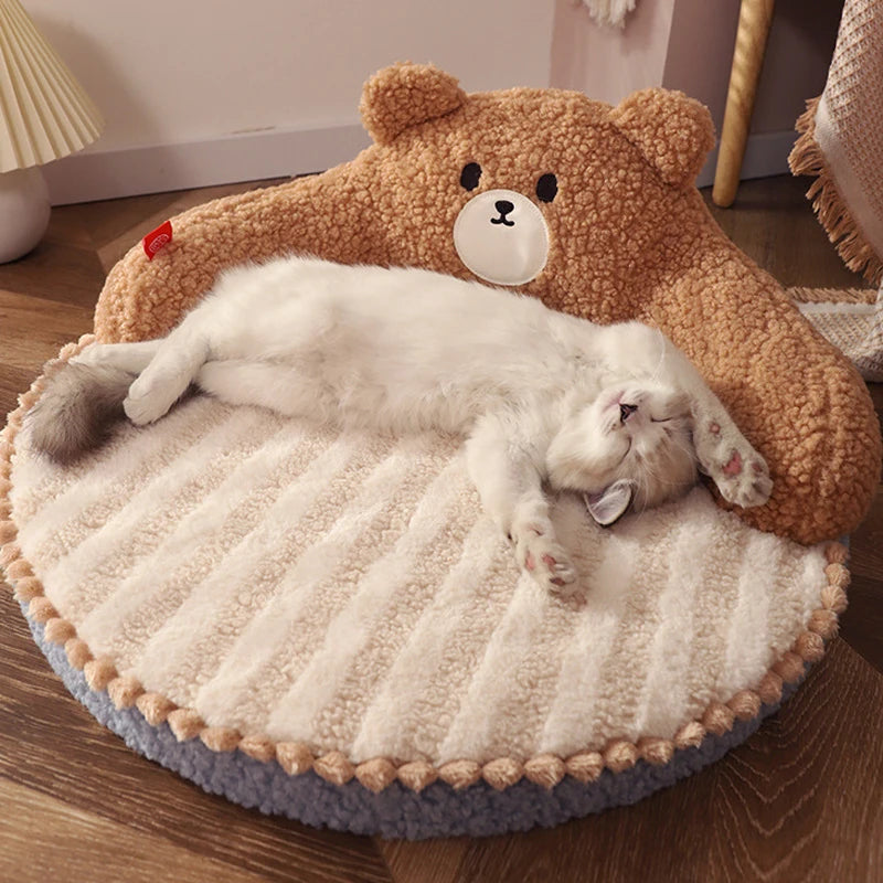 Bear Shaped Cozy Cat & Small Dog Bed