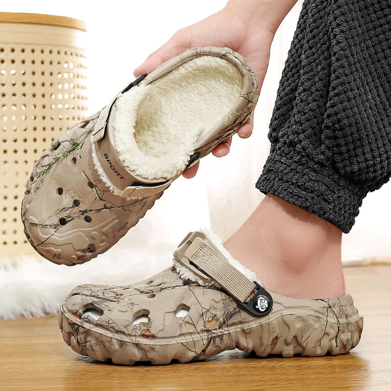 Cotton Home Thick-soled Slippers Fleece-lined Warm Closed Toe Cotton Shoes