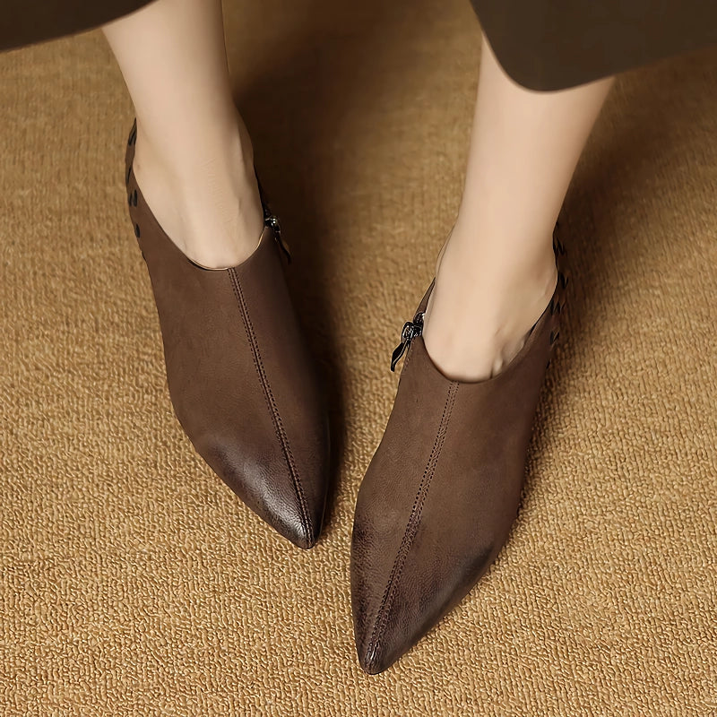 Elegant Split Leather Slip-On Pumps