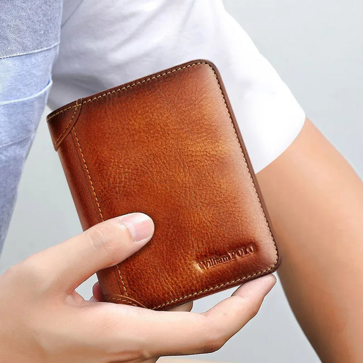 Luxury Genuine Leather Men's Wallet - High Quality Small Card Holder & Retro Pocket Purse