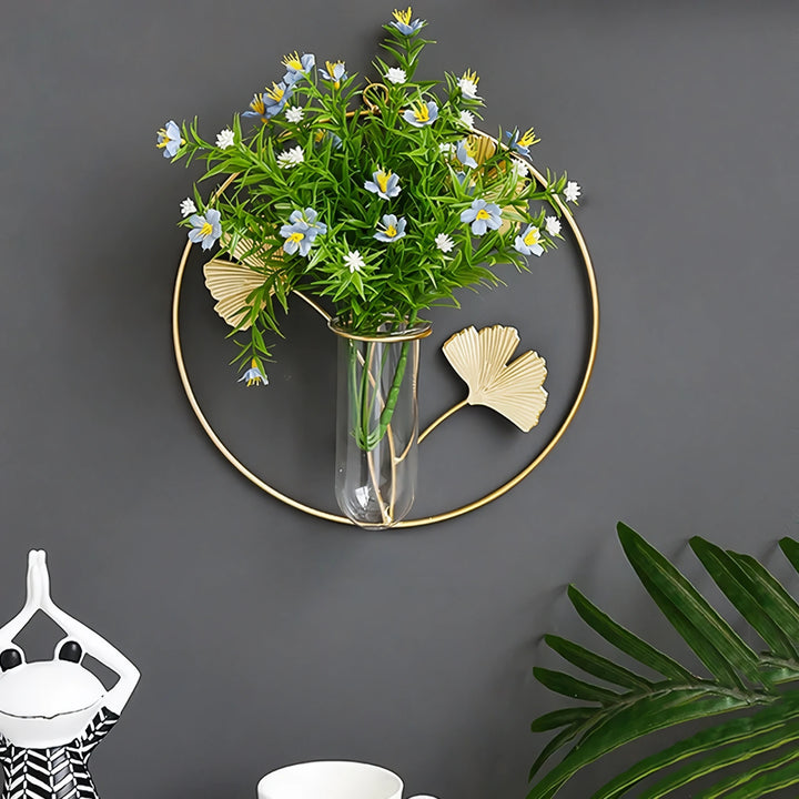 Elegant Gold Iron Wall-Mounted Hydroponic Flower Pot