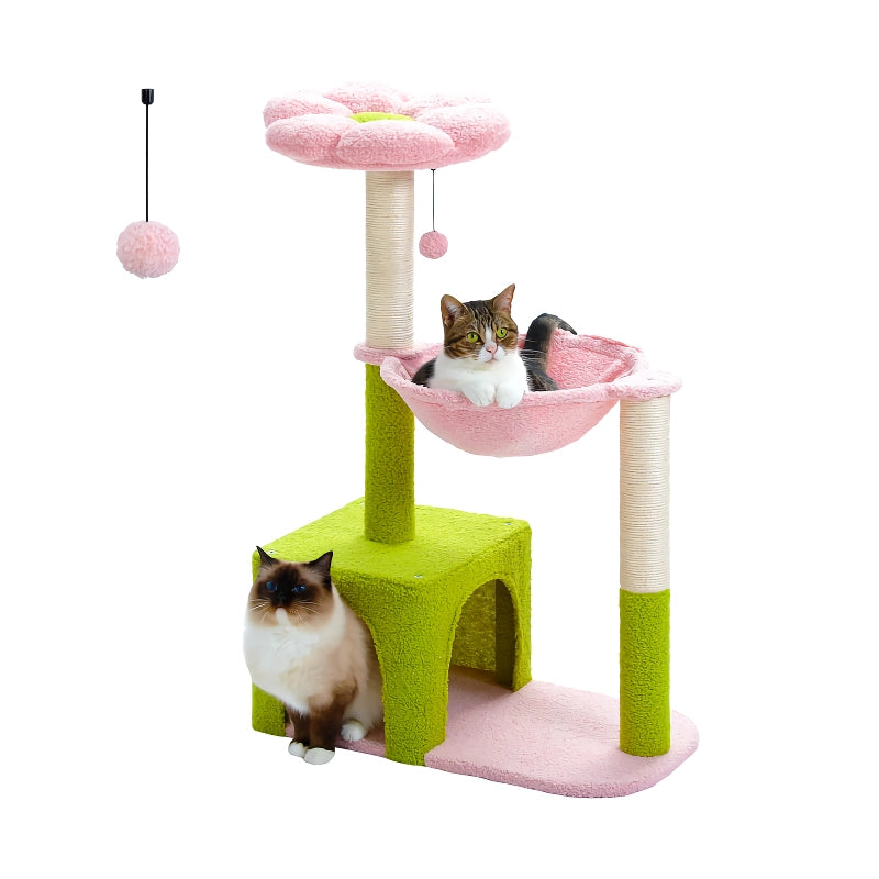 Flower Cat Tree with Large Hammock & Sisal Scratching Posts