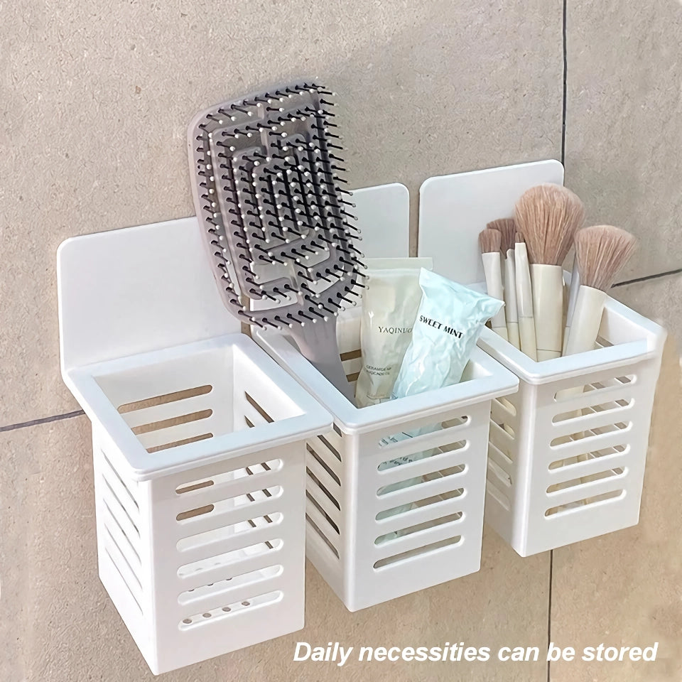 Multi-Purpose Wall-Mounted Toothbrush and Cosmetic Holder with Suction Cup
