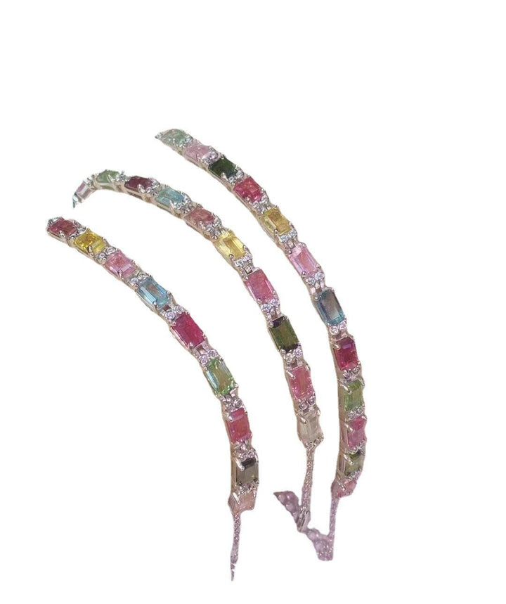 12 Pieces Of Natural Tourmaline Bracelet With Fire Colors - Trendha