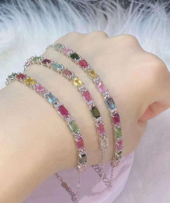 12 Pieces Of Natural Tourmaline Bracelet With Fire Colors - Trendha