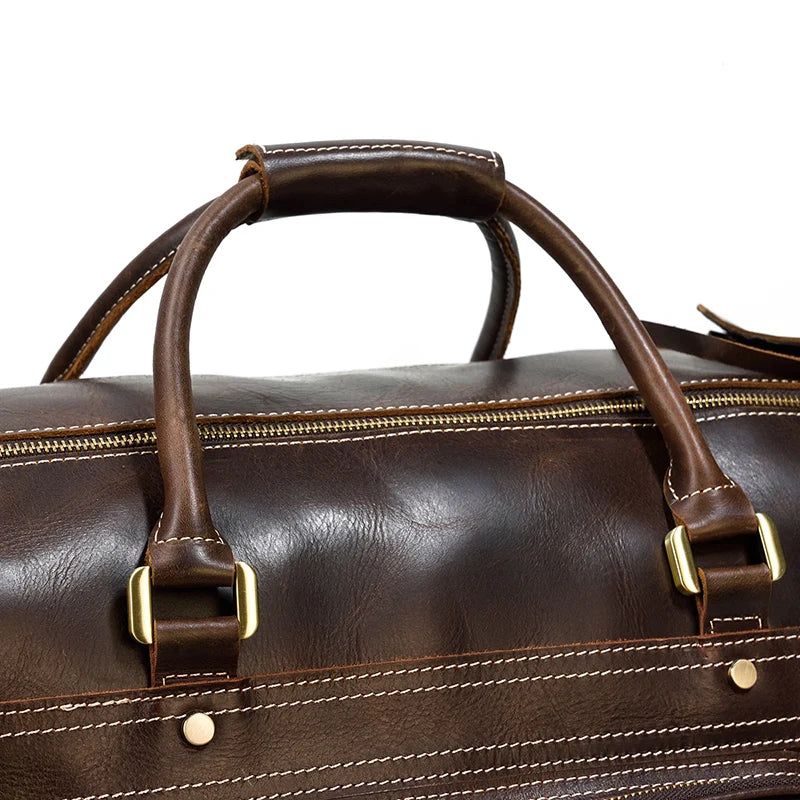 Genuine Leather Wheeled Duffel Bag